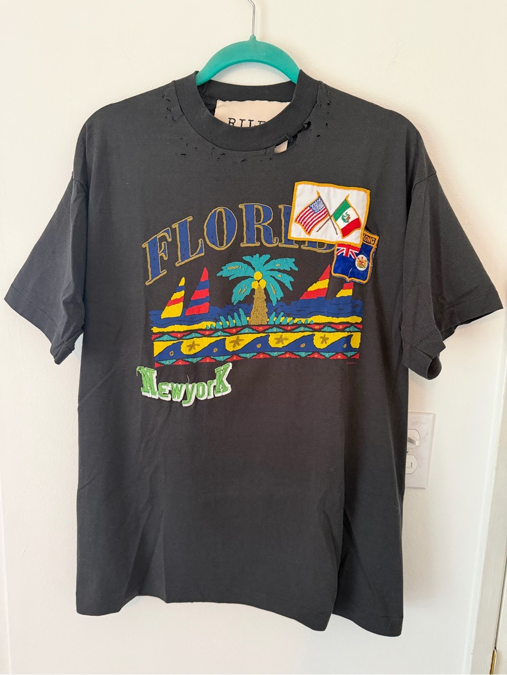 Riley Vintage-Style Florida Graphic Tee - with patches